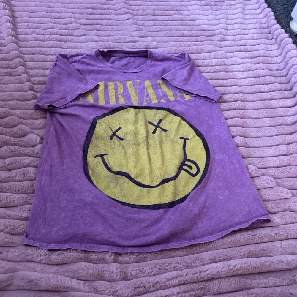 NIRVANA Purple Tee with Yellow Smiley